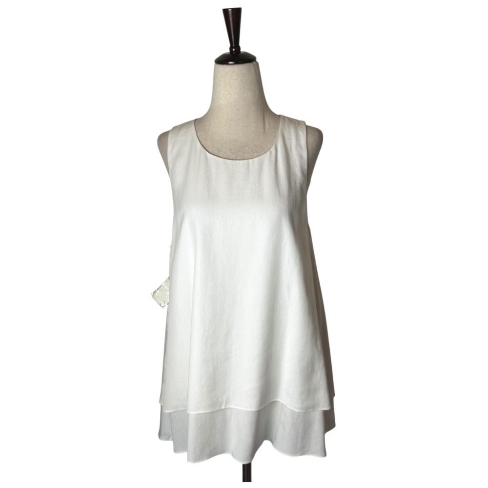 Julie Brown NYC Shirt Women Large White Sleeveless Layered Tencel Cara Top NWT - Picture 2 of 12